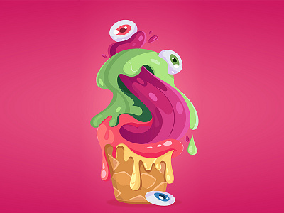 monsterice design flat ice icecream illustration monster vector