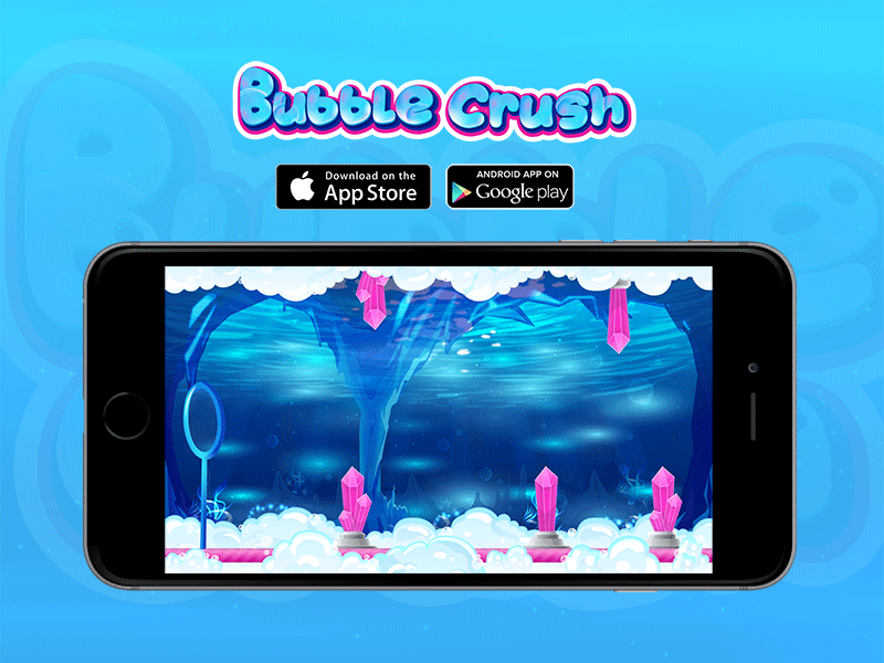 Bubble Crush Concept Design animation design art director bubble bubble crush crush design app game game art ui ux design