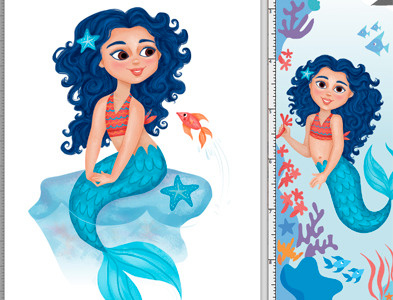 Mermaid progress illustration kids mermaid