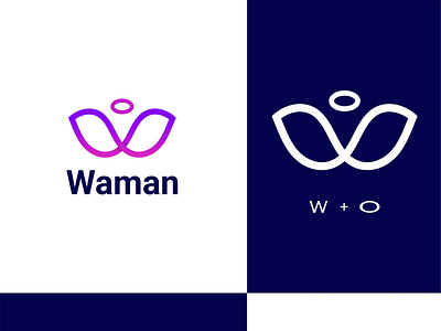 waman purple color gradient logo. w letter modern app logo