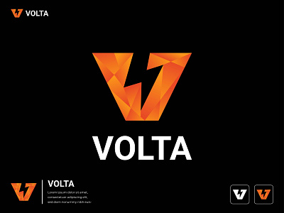 volta v letter electric power modern logo