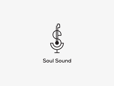 soul sound logo design. music brand logo design. s guitar logo