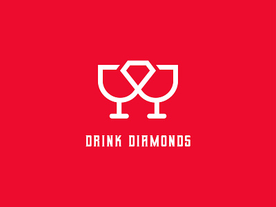 Drink diamonds logo design. Glass with diamonds logo