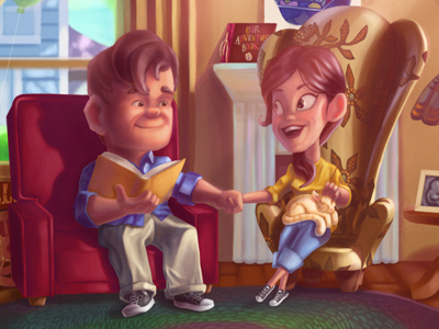 Paula & Austin Anniversary anniversary digital illustration pixar up wedding