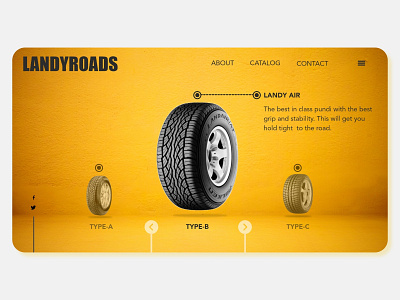 LANDYROADS 3d branding minimal typography tyre ui ux visual visual design web webdesign website yellow