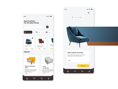 FURNITURE APP UI 3d app design ecommerce furniture minimal mobile ui product product design shopping typography uiux visual