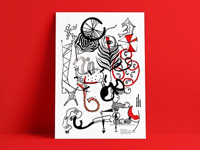 Alphabet Poster alphabet calligraphy illustration poster red russian signs