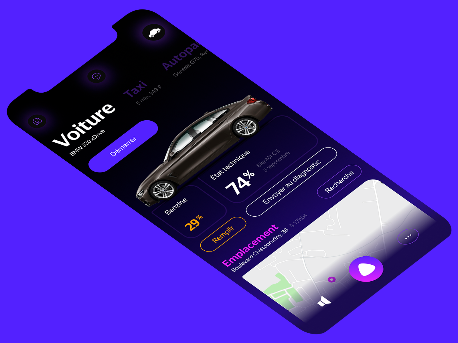 Alice App Concept — Car by Roma Rozhkow on Dribbble