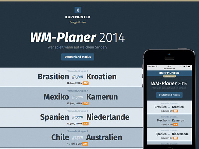 World Cup 2014 Planner