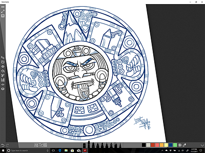 Azteca Moderno - Pencil Wars aztec digital dtm pencil sketchableapp surface