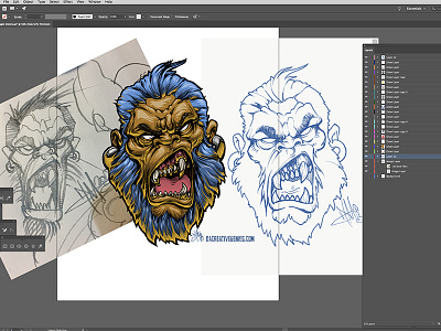 Denominator MeanMuggin adobe art drawing gorilla illustration vector