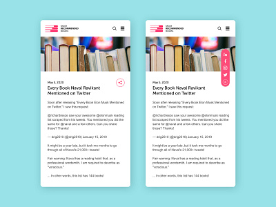 Social Share - Most Recommended Books dailyuichallenge design mobile ui ui web