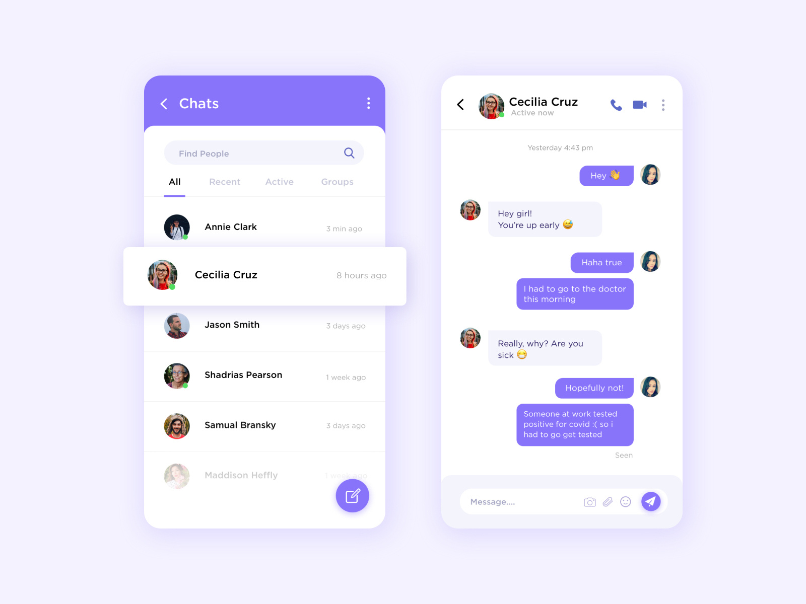 Direct Messaging Design by Alejandra Sanchez on Dribbble