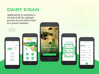 Dairy Kisan app design illustration ui ux