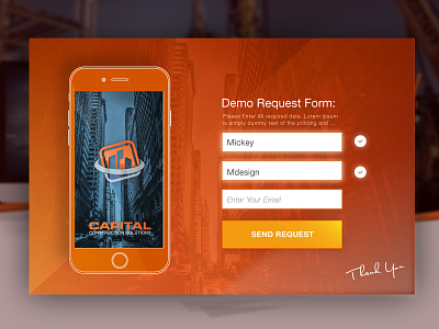 Demo request form for clients website demo in orange page request sign up web