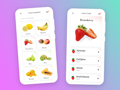Fruit Market android app application fruit iphone market profile red shadows shop white yellow