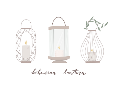 Bohemian lanterns app beige bohemian boho branding design glamping hand drawn illustration line logo spa