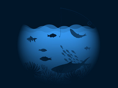 Underwater design flat illustration minimal vector