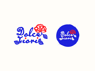 Dolce Fiori blue flower flower shop flowers illustrator logo red rose stamp texture vector