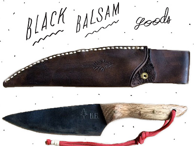 Black Balsam Goods branding handcrafted handdrawn handlettering handmade knife leather leather goods lettering nature trees type