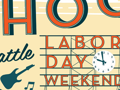 Labor Day Weekend bumbershoot clock guitar illustration labor day weekend osprey packs seattle type typography
