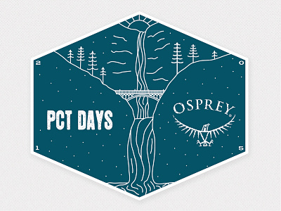 PCT Days Sticker illustration landscape nature osprey packs pct days sun trees waterfall