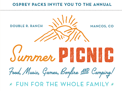 Osprey Summer Picnic Invite illustration mountains osprey picnic summer type