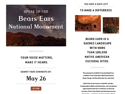 Save Bears Ears National Monument bears ears bears ears national monument email layout osprey packs type typography ui design