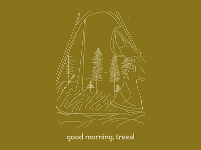 good mornin' camping drawing illustration outside sketch tent trees type