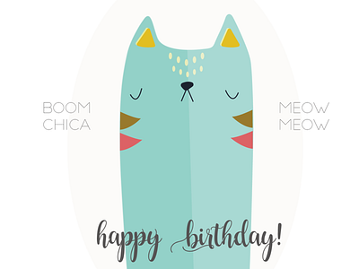 Boom chica meow meow birthday card card design cats illustration vector