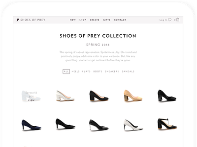 Shoes of Prey - 2018 Collection (Tablet) fashion brand minimalism ui uidesign