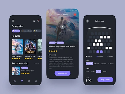 Cinema App mobile mobile app mobile app design ui