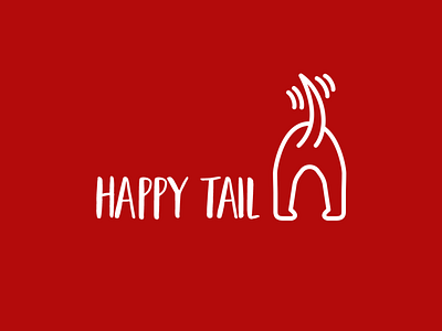 Happy Tail design dog flat icon illustration line art logo vector