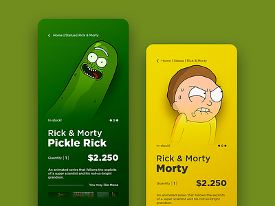 Rick & Morty Shop App app app concept ecommerce interaction design rick and morty ui ux design