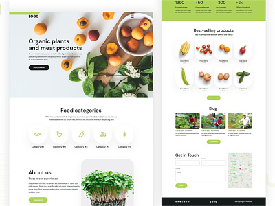 Grocery Food landing page. app branding design flat illustration typography ui ux vector website