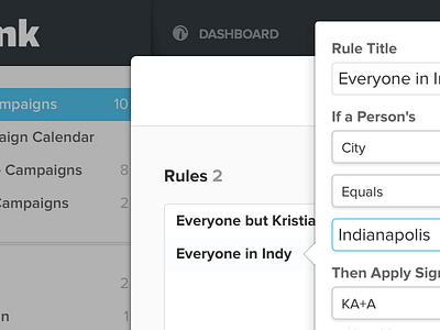 Edit Rule email signature modal popover rules xink