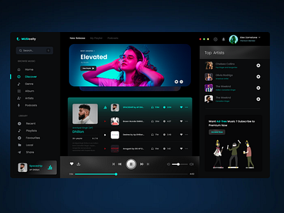 Music Web Application 3d dashboard design graphic design music ui ui design ui inspiration uiux ux web webapp webdesign