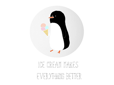 Penguin-ing animals cute drawing hipster icecream illustration penguin winter