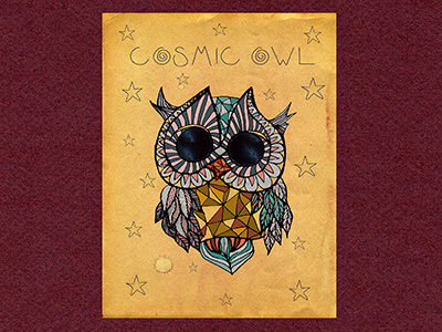 Cosmic Owl blindowl cosmic cute galaxy hipster illustration indie owl stars vintage zeus