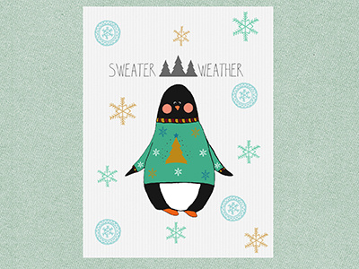 Sweater Weather christmas christmascard cute illustration penguin snow sweater xmas xmassweater