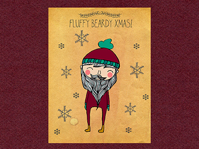 Beardy Xmas beard christmas christmascard cute hipster indie santa snow snowflakes xmas