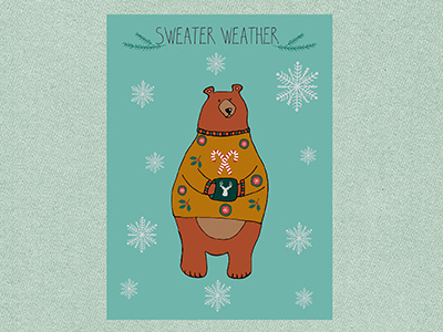 Sweater Weather II bear card christmas cute illustration snow sweater winter xmas xmassweater