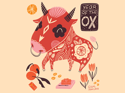 year of the ox cute drawing illustration lunar new year year of the ox