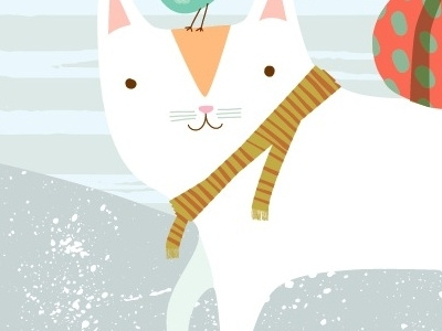 Snow Cat cat holiday illustration