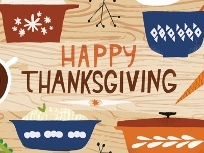 Happy Thanksgiving illustration pyrex thanksgiving