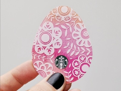 pink easter egg card design easter illustration starbucks vector watercolor