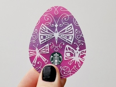 purple easter egg card design easter illustration starbucks vector watercolor