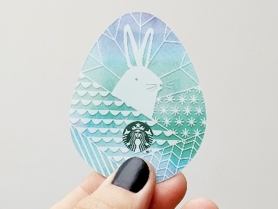 blue easter egg card design easter illustration starbucks vector watercolor