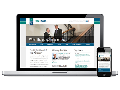 Todd & Weld Website blue branding design iphone law logo teal website