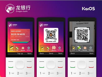 KaiOS Banking Concept bank button phone cards kaios payments qr